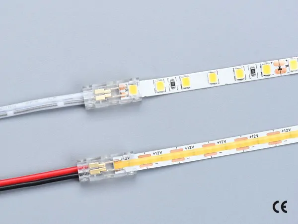 2 pin KONEKTOR pro MONO COB & SMD LED pásky, typ: LED pásek ↔ připojovací KABEL, PCB 5mm