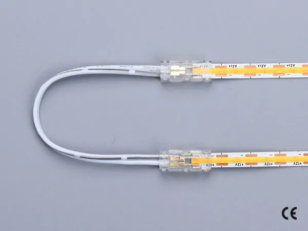 2 pin KONEKTOR pro MONO COB & SMD LED pásky, typ: LED pásek ↔ propojovací KABEL ↔ LED pásek, PCB 5mm