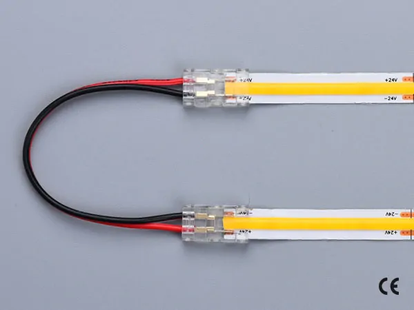2 pin KONEKTOR pro MONO COB & SMD LED pásky, typ: LED pásek ↔ propojovací KABEL ↔ LED pásek, PCB 8mm