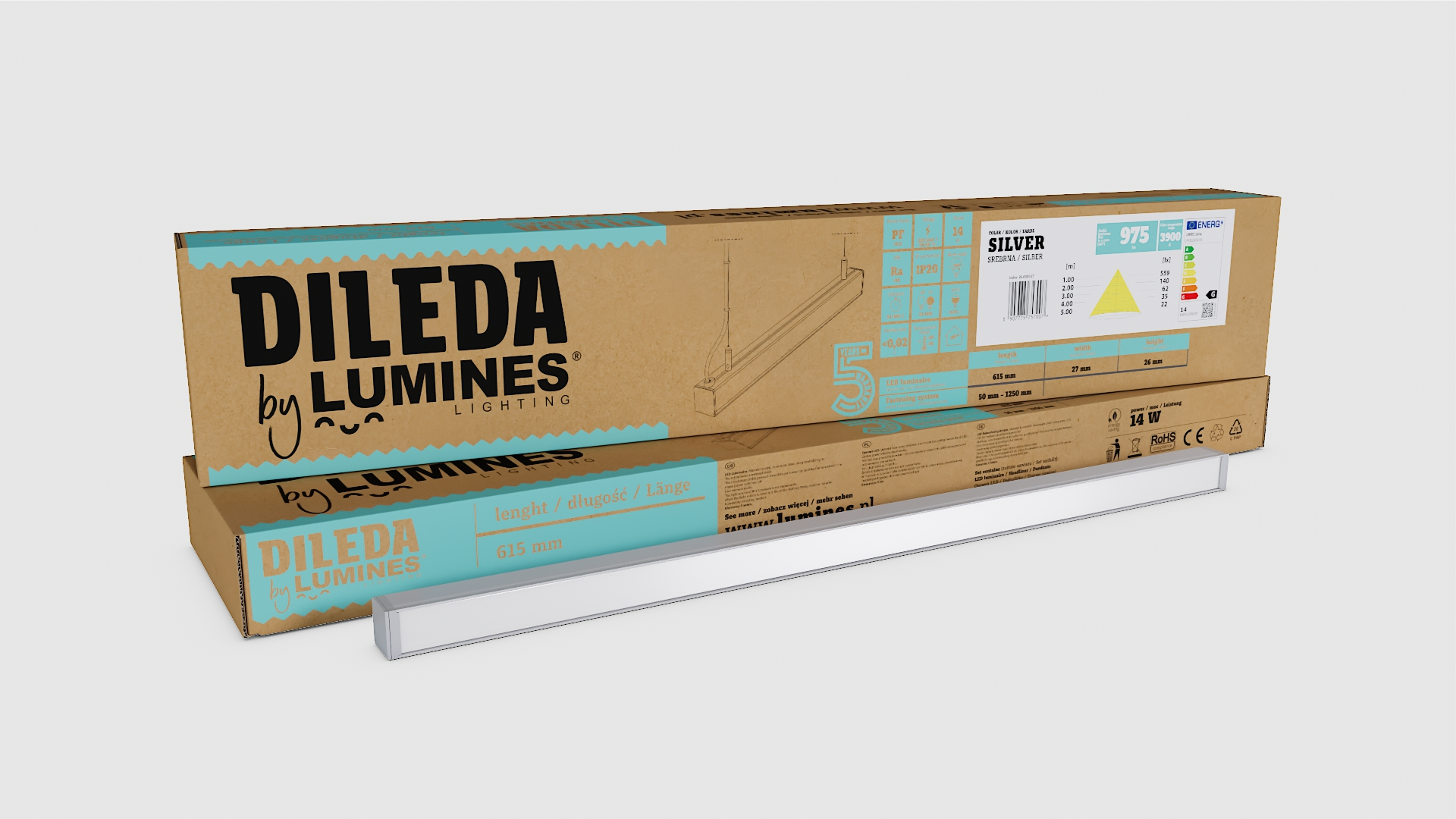 Závěsné svítidlo Lumines DILEDA bílé, 180cm, 4000K, 38,5W