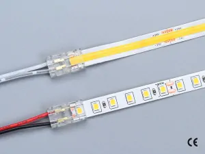 2 pin KONEKTOR pro MONO COB & SMD LED pásky, typ: LED pásek ↔ připojovací KABEL, PCB 8mm