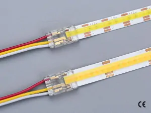 3 pin KONEKTOR pro CCT COB & SMD LED pásky, typ: LED pásek ↔ připojovací KABEL, PCB 10mm