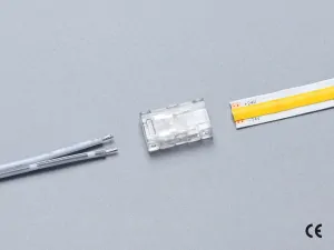 2 pin KONEKTOR pro MONO COB & SMD LED pásky, typ: LED pásek ↔ SVORKA pro přívodní vodič, PCB 8mm