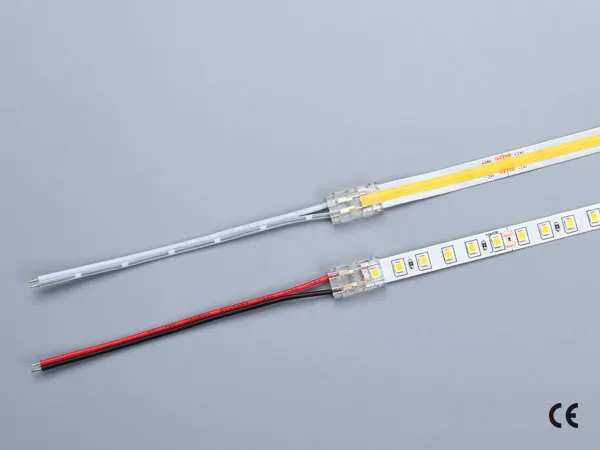 2 pin KONEKTOR pro MONO COB & SMD LED pásky, typ: LED pásek ↔ připojovací KABEL, PCB 8mm