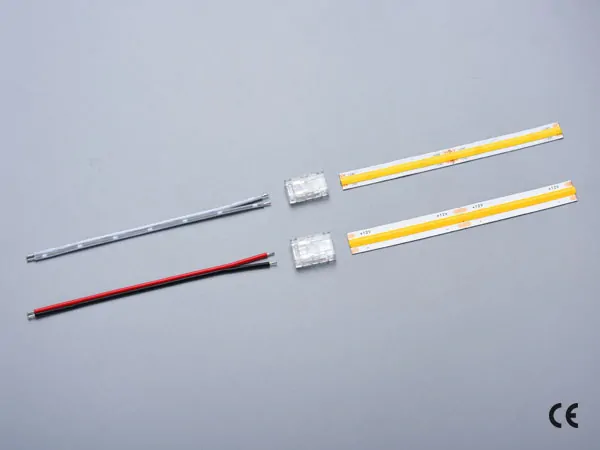 2 pin KONEKTOR pro MONO COB & SMD LED pásky, typ: LED pásek ↔ SVORKA pro přívodní vodič, PCB 8mm
