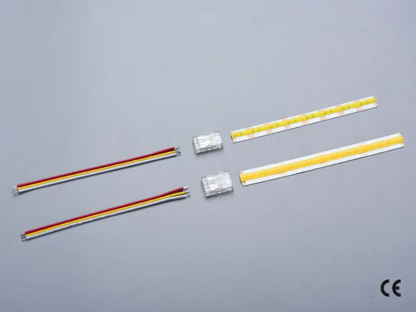 3 pin KONEKTOR pro CCT COB & SMD LED pásky, typ: LED pásek ↔ SVORKA pro přívodní vodič, PCB 10mm