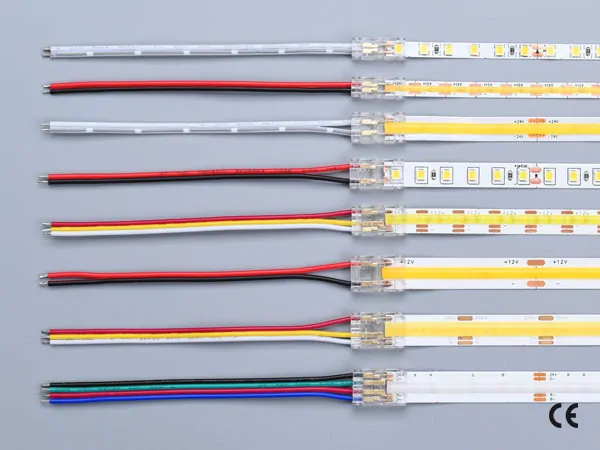3 pin KONEKTOR pro CCT COB & SMD LED pásky, typ: LED pásek ↔ připojovací KABEL, PCB 10mm