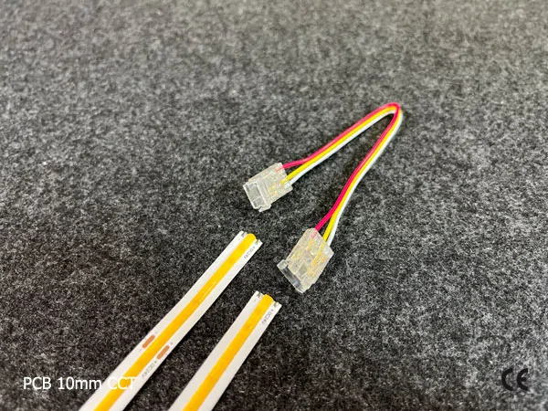 3 pin KONEKTOR pro CCT COB & SMD LED pásky, typ: LED pásek ↔ propojovací KABEL ↔ LED pásek, PCB 10mm