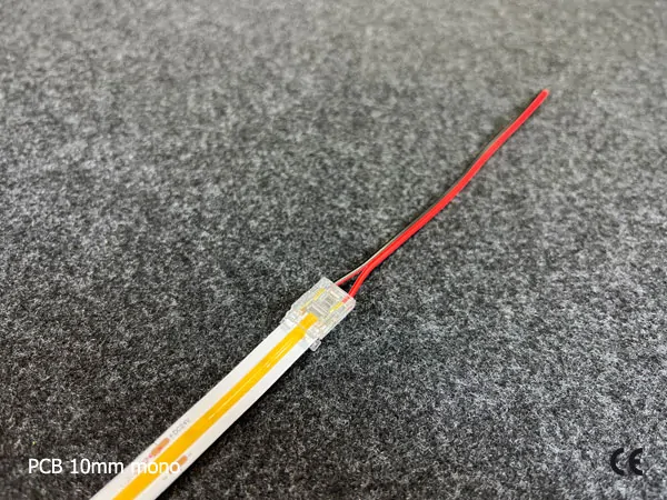 2 pin KONEKTOR pro MONO COB & SMD LED pásky, typ: LED pásek ↔ připojovací KABEL, PCB 10mm