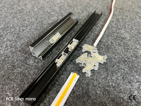 2 pin KONEKTOR pro MONO COB & SMD LED pásky, typ: LED pásek ↔ SVORKA pro přívodní vodič, PCB 5mm