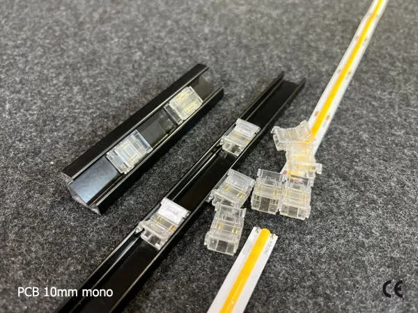 2 pin KONEKTOR pro MONO COB & SMD LED pásky, typ: LED pásek ↔ LED pásek, PCB 10mm